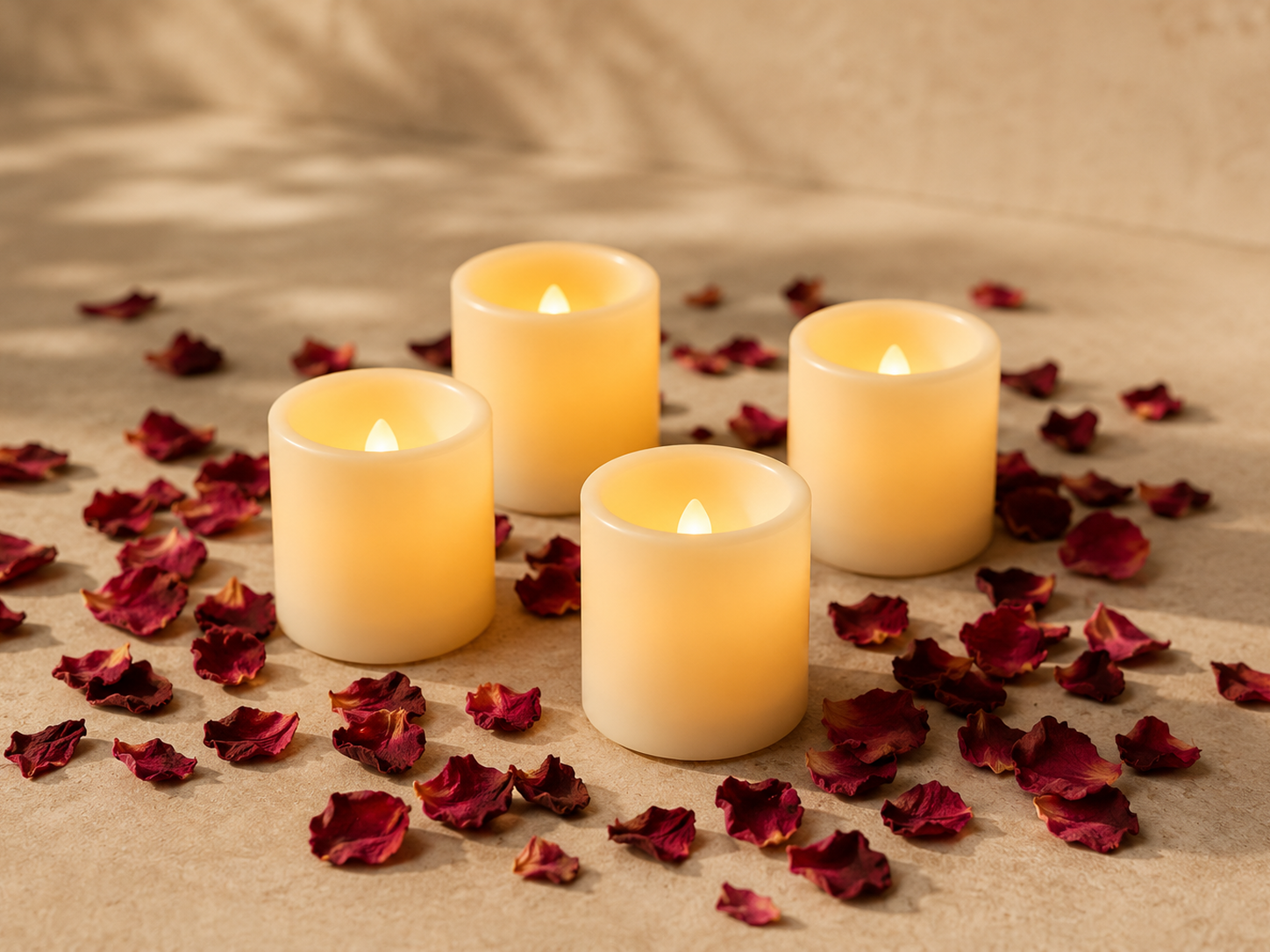 candles and rose petals 